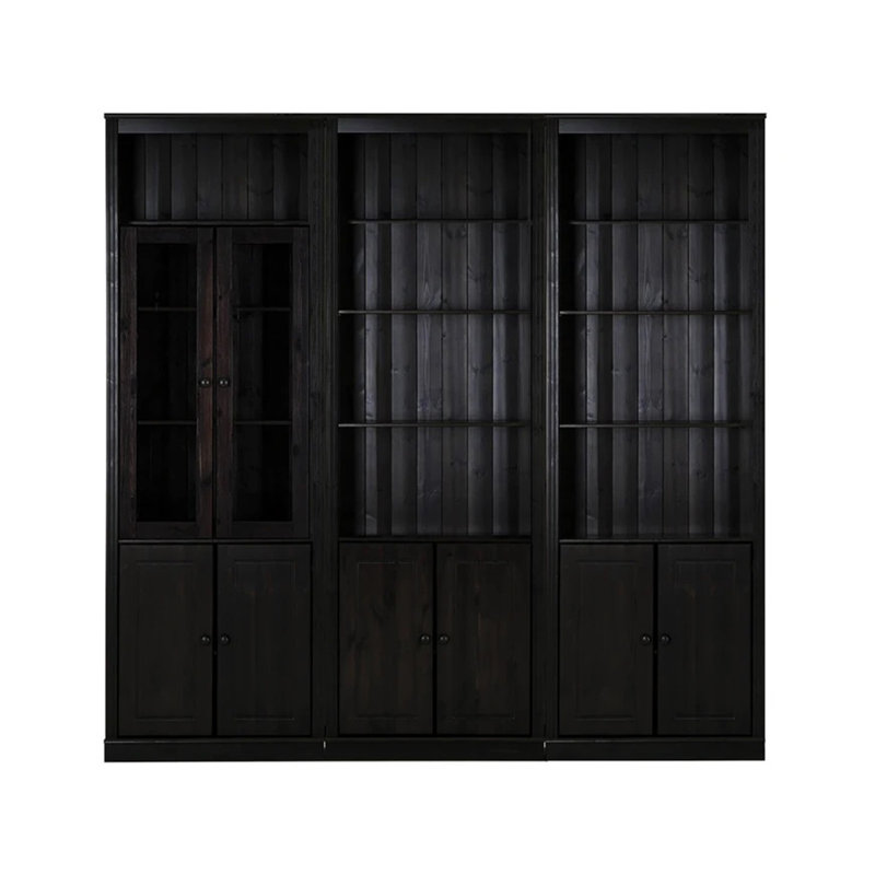 Demaurie 223cm H x 222cm W Library Bookcase Bookcase, Black