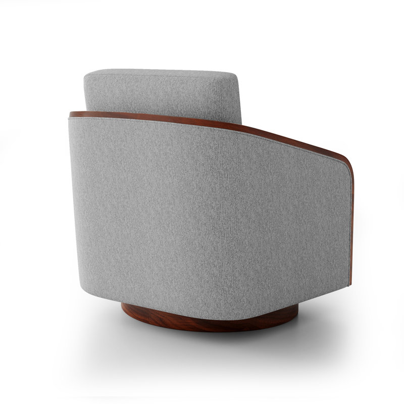 Upholstered Swivel Barrel Chair, Light Grey