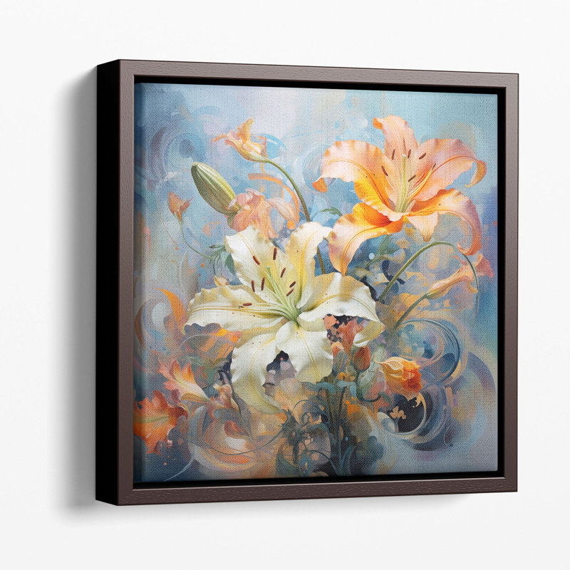 " Dreamy Lily Abstraction ", White Framed Canvas, 40" H x 40" W x 1.25" D