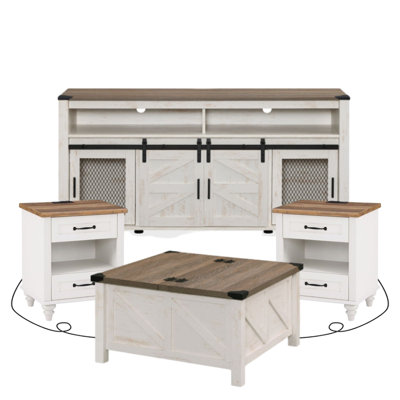 4 Piece Farmhouse Coffee Table Set