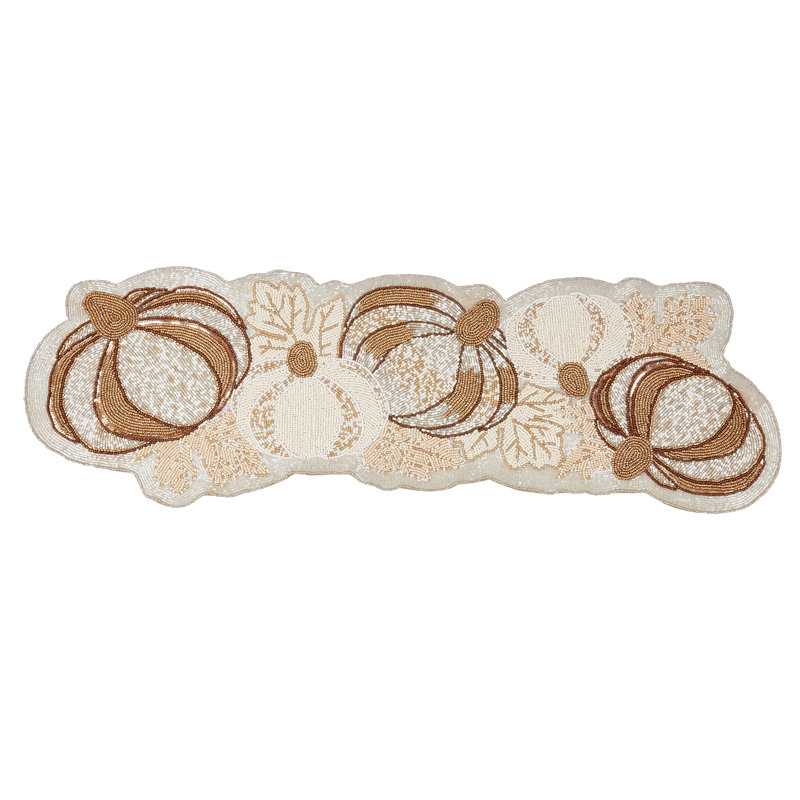 Bountiful Beauty Beaded Pumpkins Table Runner