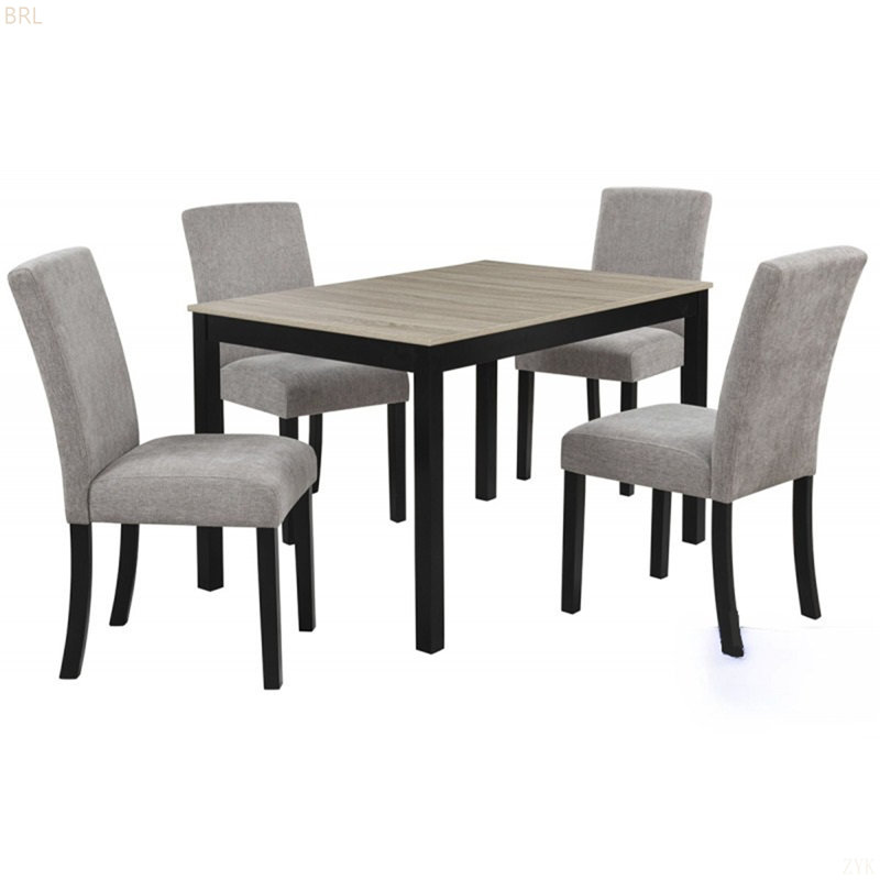 Table de salle à manger en bois 48 po avec 4 chaises d'appoint rembourrées Transitional