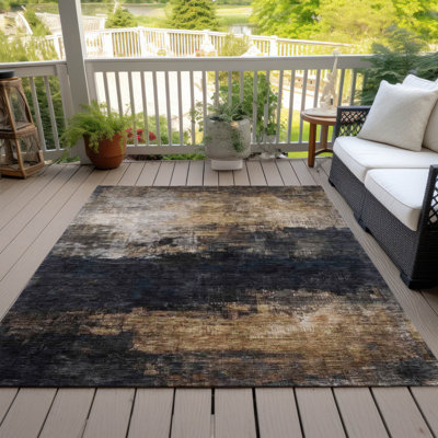Machine Washable Indoor/Outdoor Cicel ACN1209 Charcoal Rug