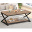 Table basse moderne avec tablette de rangement, design minimaliste en métal et en bois à 2 niveaux, table centrale rectangulaire pour le salon, la chambre à coucher ou le bureau-724239115-724239116
