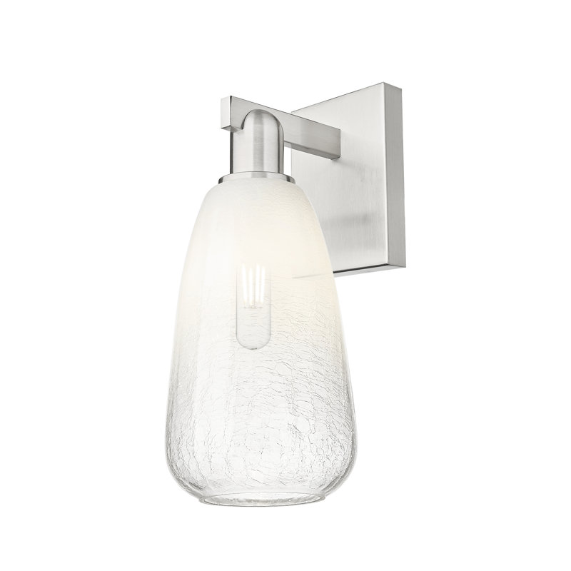 Applique murale 1 lumière Jacquette, Opale, Nickel satiné brossé