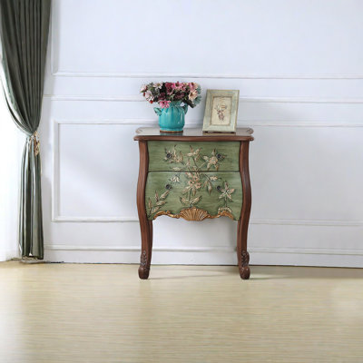 Painted accent chest in living room.