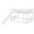 Wood Bunk Bed with Slide & Built-In Ladder, Solid Pine Wood Frame Bedroom Bunk Bed with Safety Guardrails, Space-Saving Kids Bedroom Furniture-278512498-278512499