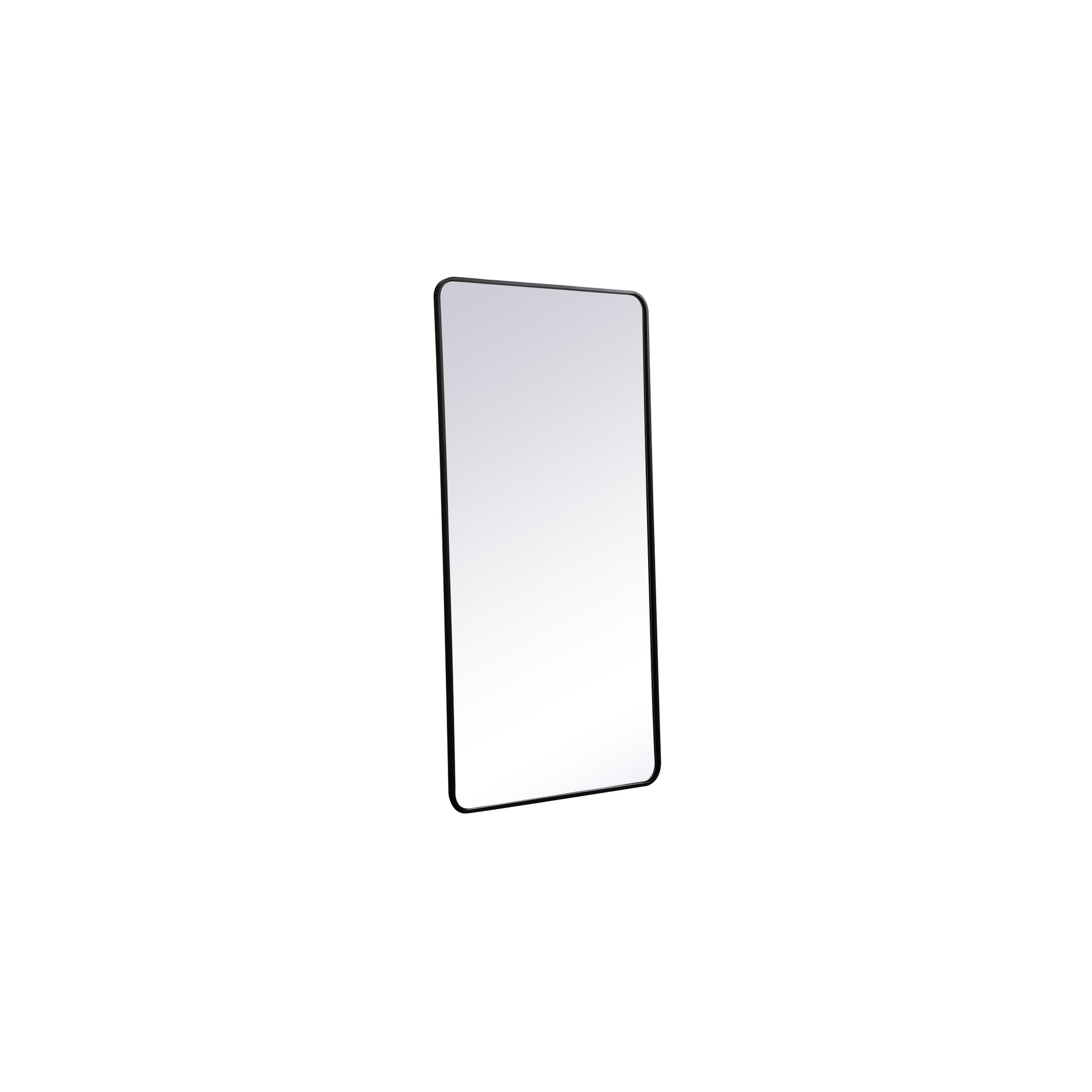 Sabine Metal Rounded Rectangle Wall Mirror, 60" x 30", Black