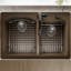 Ensemble d'évier de cuisine à double cuve à montage sur le dessus 60/40 Karran Quartz 33 "X 22"-50597839