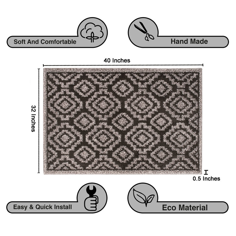 Benaiah Indoor Doormat Washable Doormat for Entryway w/ Non Slip Backing, 32" x 40"