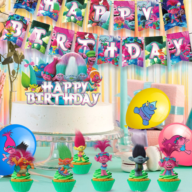 Trolls Birthday Party Decorations, 112 pièces Trolls Band Together