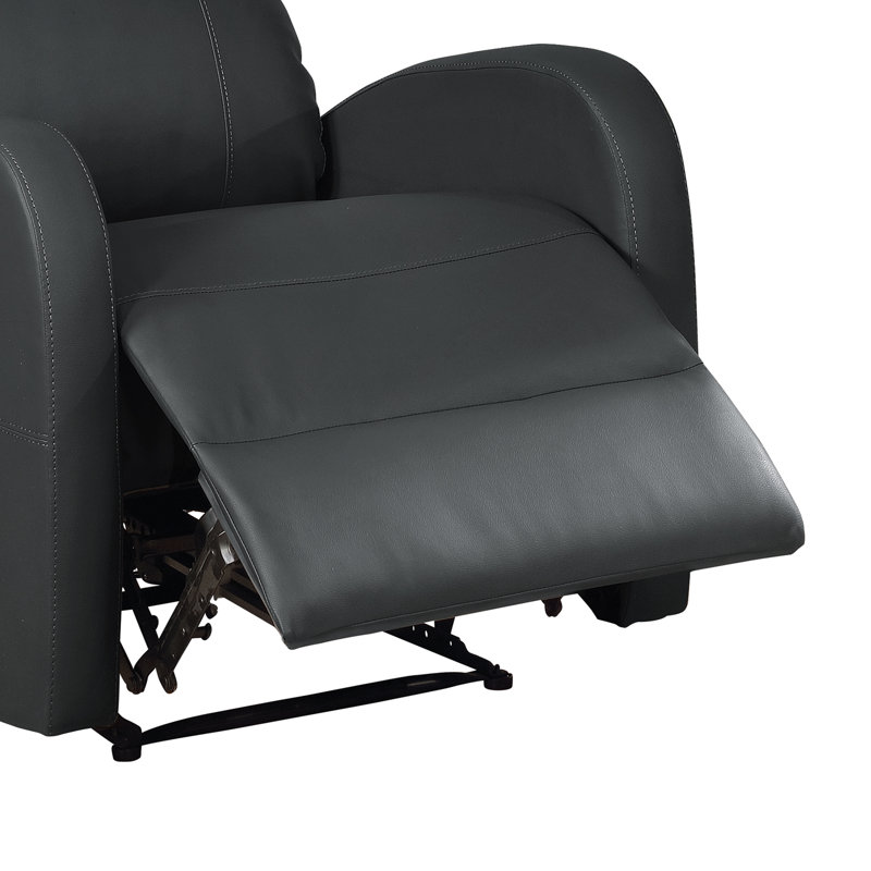 Troutman Faux Leather Power Recliner, Black Faux Leather