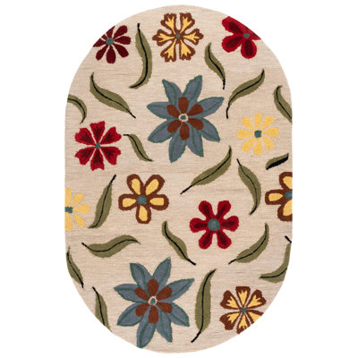 Emrick Hand Hooked Wool Floral Rug