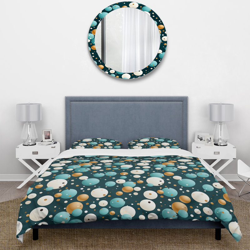 Ensemble de housse de couette à pois Classic Elegance Polka Dots Pattern, Housse de couette simple + 1 taie décorative stan