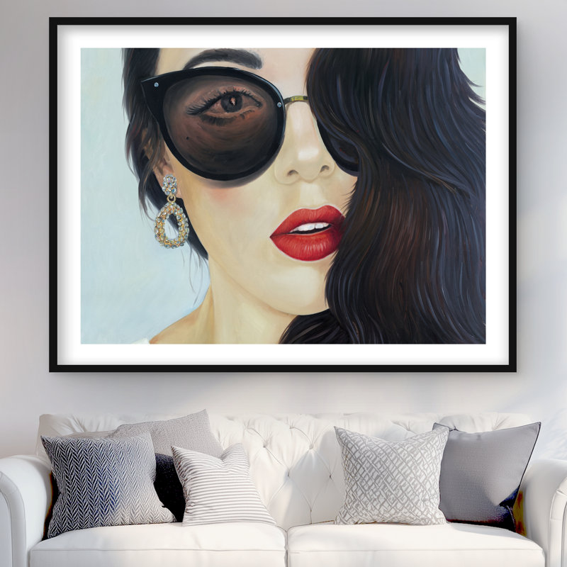 Lunettes de soleil tendance - chambre à coucher romantique, impression encadrée