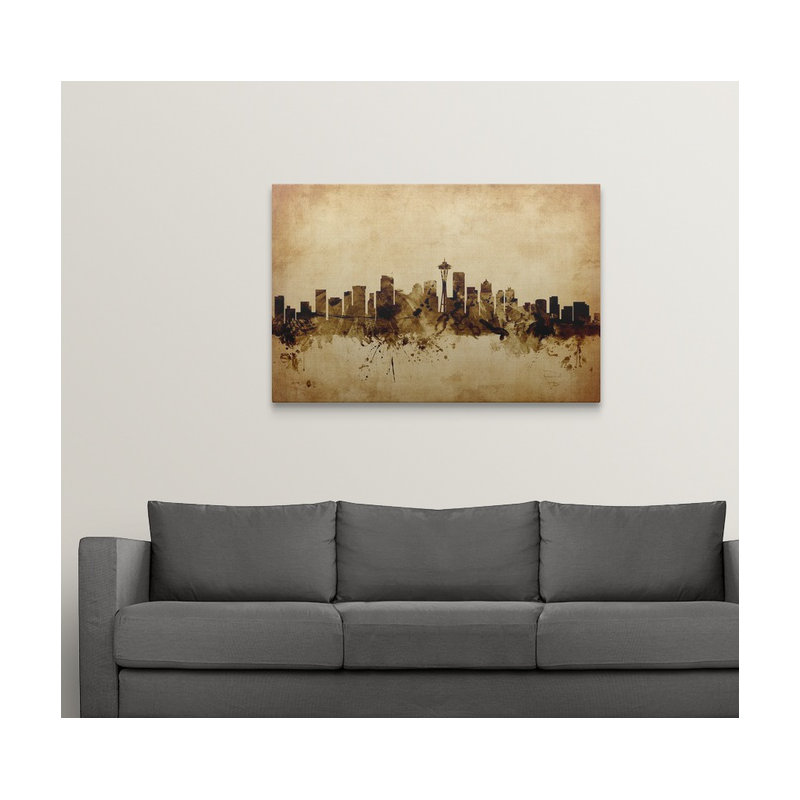 Francy " Seattle Washington Skyline " by Michael Tompsett, 24" H x 36" W x 1.5" D, Canvas