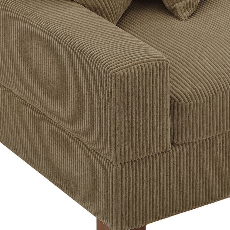 Canapé modulaire en velours côtelé de 83,5 po de largeur, Accoudoir à gauche (vu de face)