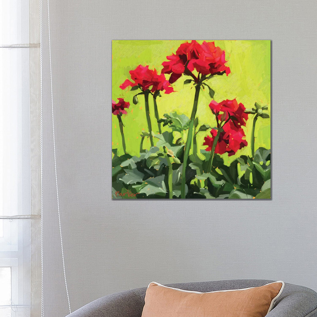 Geranium Love von Teddi Parker - Galerie-verpackte Leinwand Giclée auf Leinwand