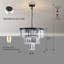 Luminaire suspendu en cristal à trois niveaux 20 po, cadre noir à 7 lumières (ampoule non incluse)