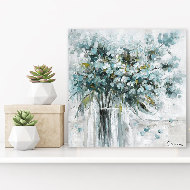 Fleurs abstraites - peinture sur toile tendue, H 12 po x l 12 po x P 1,5 po