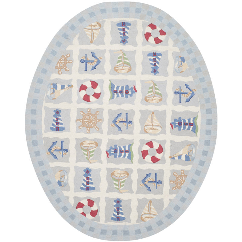 Tapis en laine crocheté à la main Jonsson, Ovale 7 pi 6 po x 9 pi 6 po