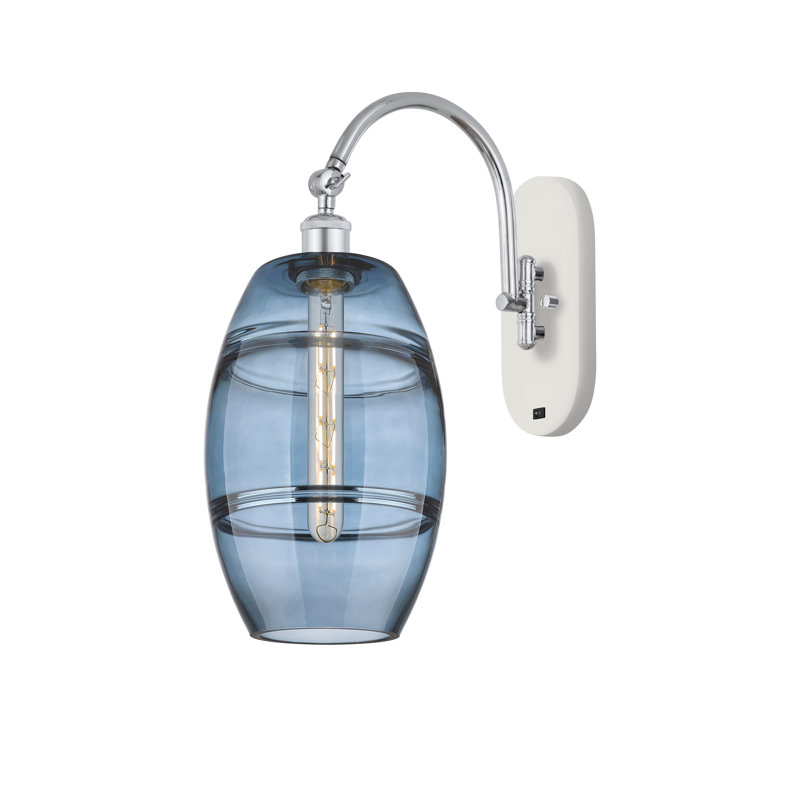 Dundrod Steel Armed Sconce, White/Polished Chrome, Princess Blue