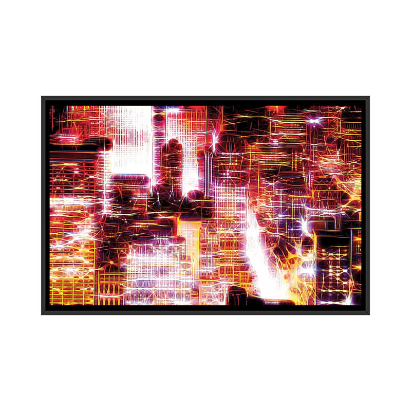 «Red Lights II», impression sur toile, H 18 po x l 26 po x P 1,5 po, Toile avec cadre noir, Pas de tapis