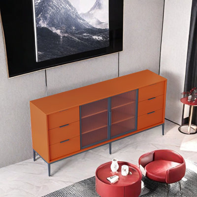 Buffet moderne avec 2 portes et 6 tiroirs