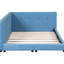 Grand lit tapissier avec ports en bleu - lit à structure robuste, housse en lin-288446442-288446447