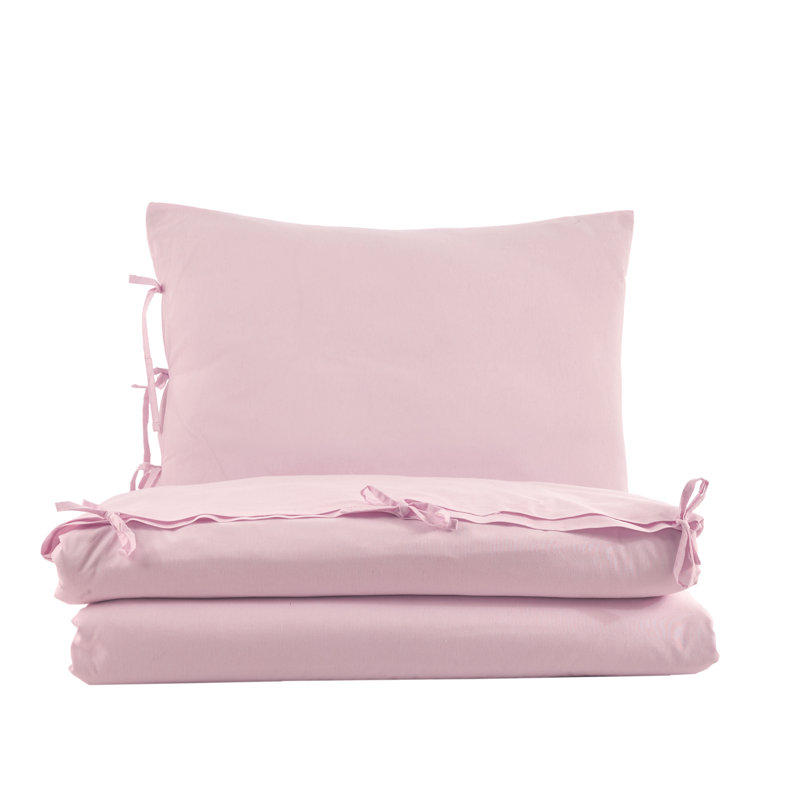 Ensemble de housse de couette avec deux taies décoratives couleur unie en polyester uni polyester 104 pi x 90 pi, Rose