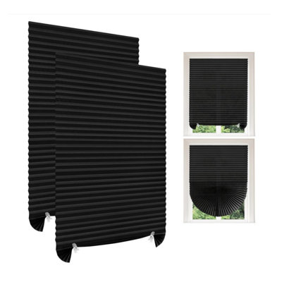 Rideaux pliants 2 panneaux non tissés auto-adhésifs plissés pour la cuisine et les stores de balcon
