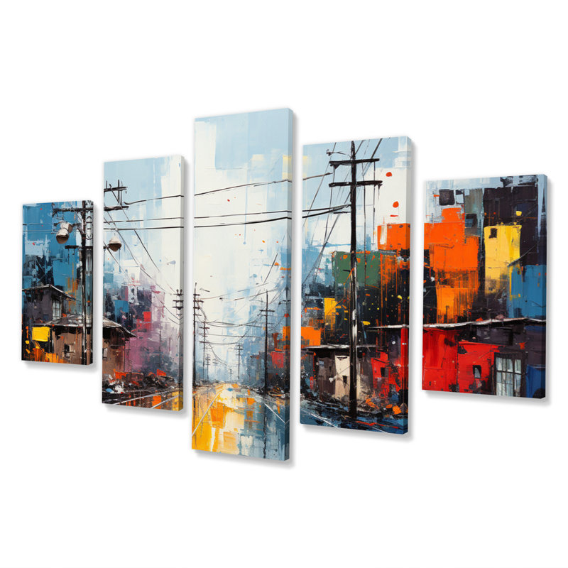 Lignes électriques Power I Intersections - Power Lines Wall Art Living Room - 5 Panels