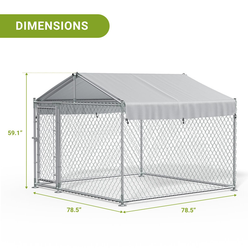 Grand chenil d'extérieur avec housse imperméable pour protection UV, H 59,1 po x l 78,5 po x P 78,5 po