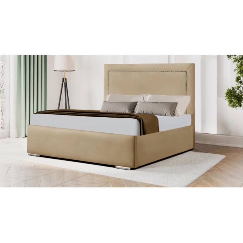 Amith Upholstered Bed, Double (4'6), Mink