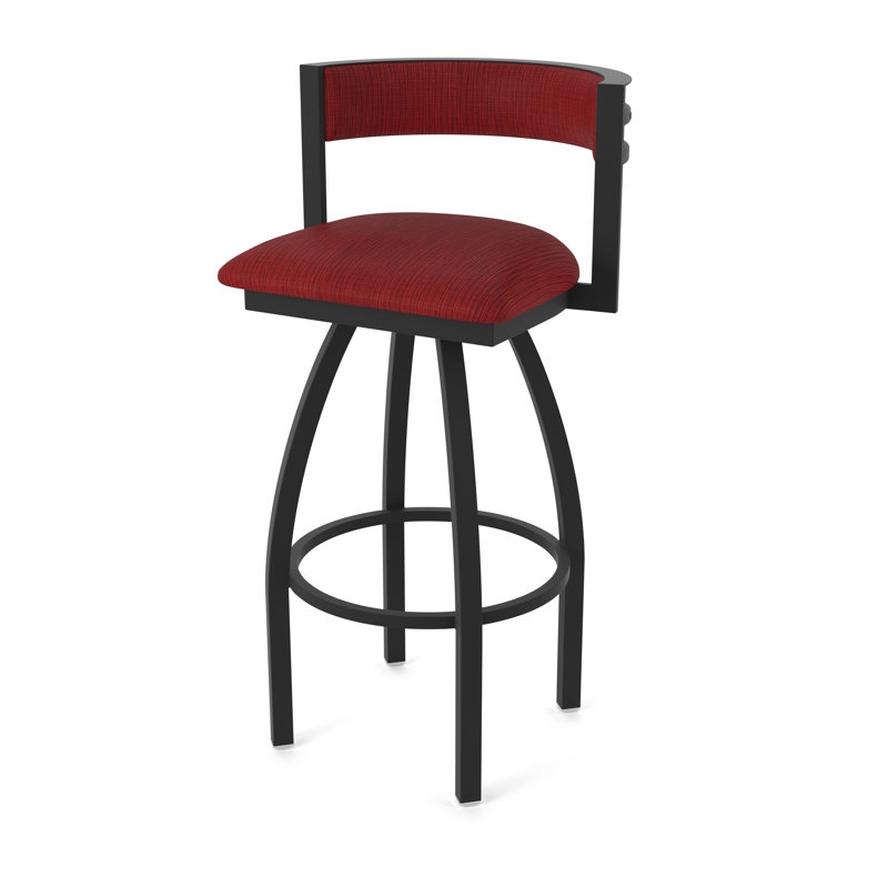 Tabouret Artémis, Noir froissé, Tabouret de bar (siège d'une hauteur de 30 po), Tissu - rubis graphique