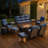 7-9 Person Outdoor Family Nighttime Chat Sofa Conversation Set With Ottomans And Modular Fire Pit-1530230108