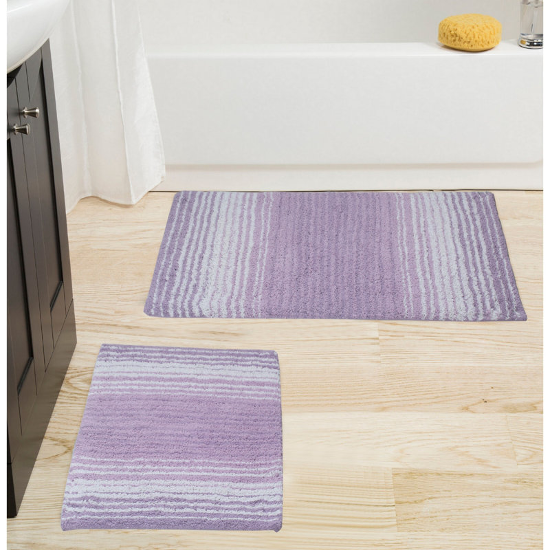 Tapis de salle de bain 100% coton Gradiation Rug Collection (ensemble de 2), Mauve