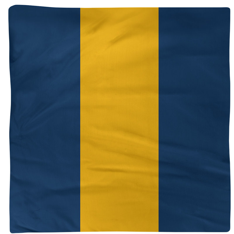 Striped Square Napkin, Blue/Yellow/Blue, Cotton Twill, 10" H x 10" W x 0.25" D