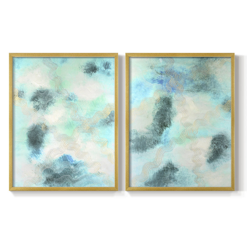 Impression encadrée Blue Shift I-Premium - prête à être accrochée - aucun clou requis - aucun clou requis, Doré