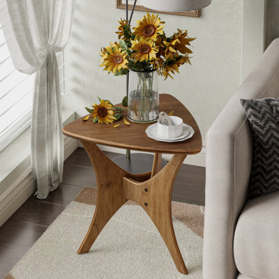 Farmhouse Wood End Table With Cross Legs