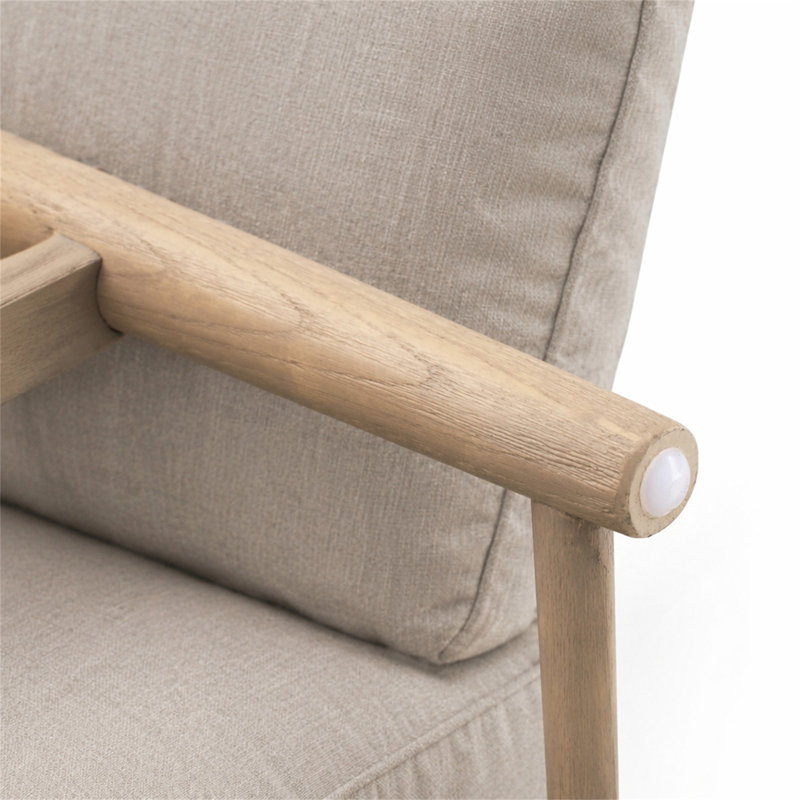 Causeuse en lin à accoudoirs évasés, Tissu - Beige, Naturel