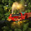 Train de Noël suspendu avec lumières, fumée, sons et musique, circuit de train miniature à installer sous l'arbre de Noël