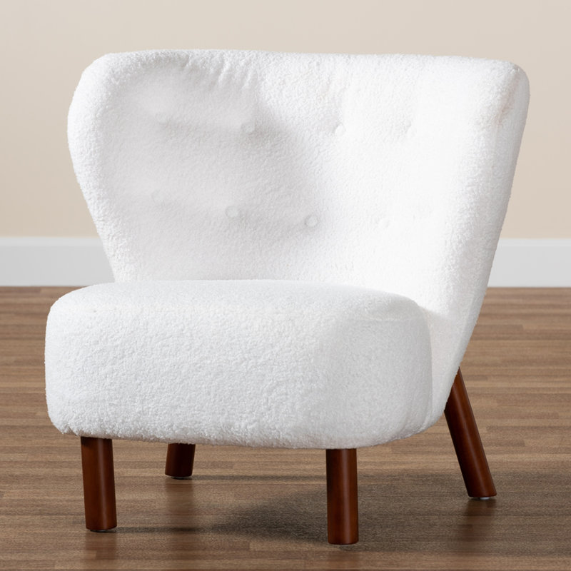 Chaise d'appoint moderne et contemporaine en bois blanc rembourré et brun noyer