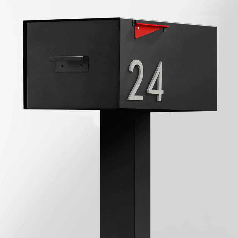 Grande boîte aux lettres en acier Malone, Noir, Argent, Oui