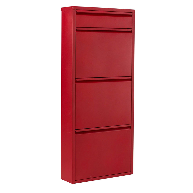 6 Pair Shoe Storage Cabinet, Red