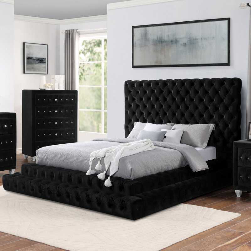 Queen Bed, Black, Black, Queen