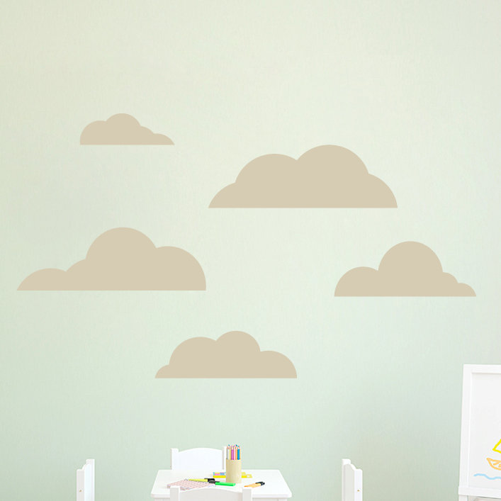 Ensemble de 5 décalcomanies murales cloud, Beige