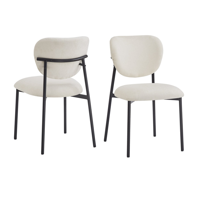 Chaises de salle à manger rembourrées avec pieds en métal (ensemble de 2), beige