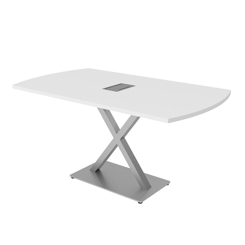 Table de conférence Pavert Arc Unité électrique, Blanc classique, Argent, H 30 po x l 60 po x P 36 po