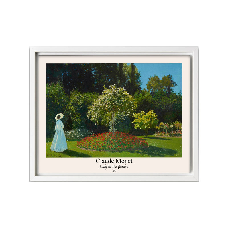Claude Monet - Dame dans le jardin, Canvas, 24"H x 32"W, White Framed